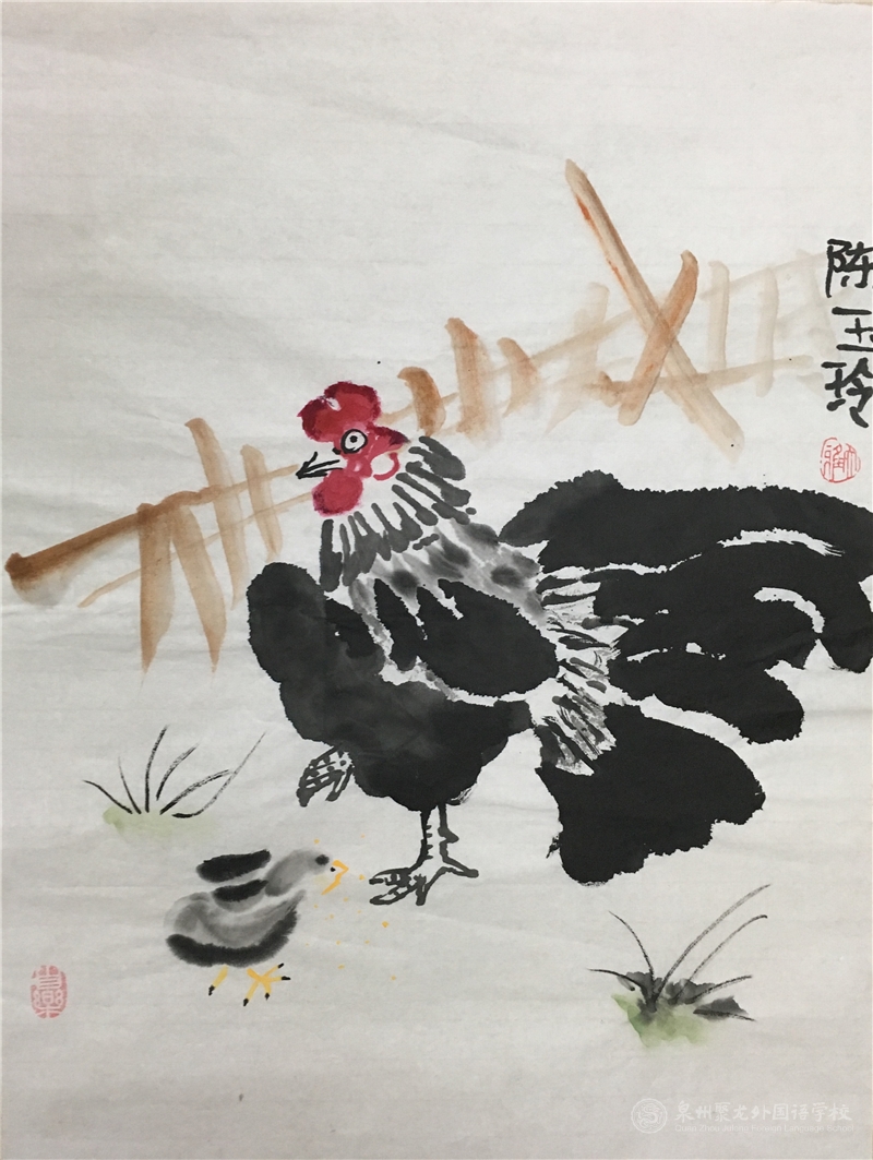 名稱：《金雞報曉》   作者： 507班陳玉玲同學(xué)
